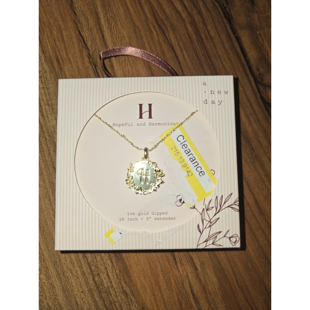 A New Day 14k Gold Dipped Initial H Pendant Necklace 16in + 3in Extender S33